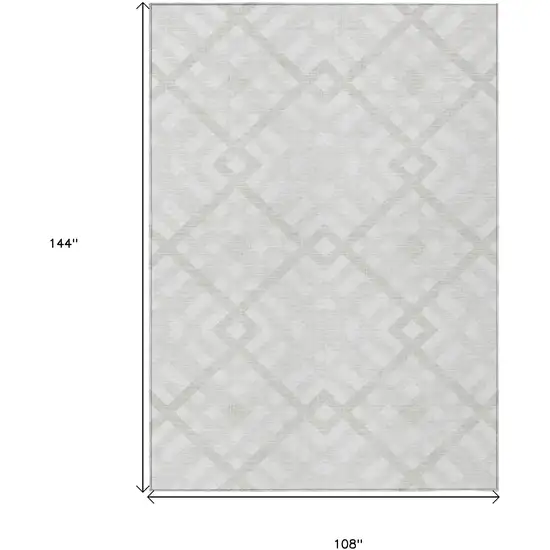 Ivory Beige And Tan Geometric Washable Indoor Outdoor Area Rug Photo 3