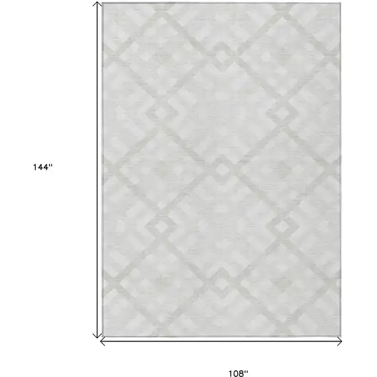 Ivory Beige And Tan Geometric Washable Indoor Outdoor Area Rug Photo 3