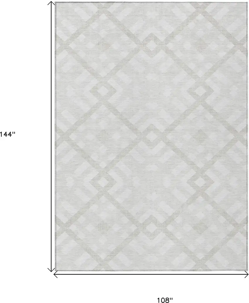 Ivory Beige And Tan Geometric Washable Indoor Outdoor Area Rug Photo 3