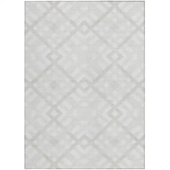 Ivory Beige And Tan Geometric Washable Indoor Outdoor Area Rug Photo 5
