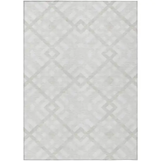 Ivory Beige And Tan Geometric Washable Indoor Outdoor Area Rug Photo 2