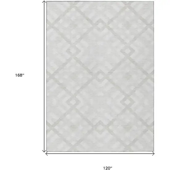 Ivory Beige And Tan Geometric Washable Indoor Outdoor Area Rug Photo 3