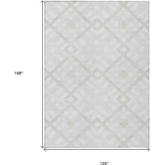 Ivory Beige And Tan Geometric Washable Indoor Outdoor Area Rug Photo 3