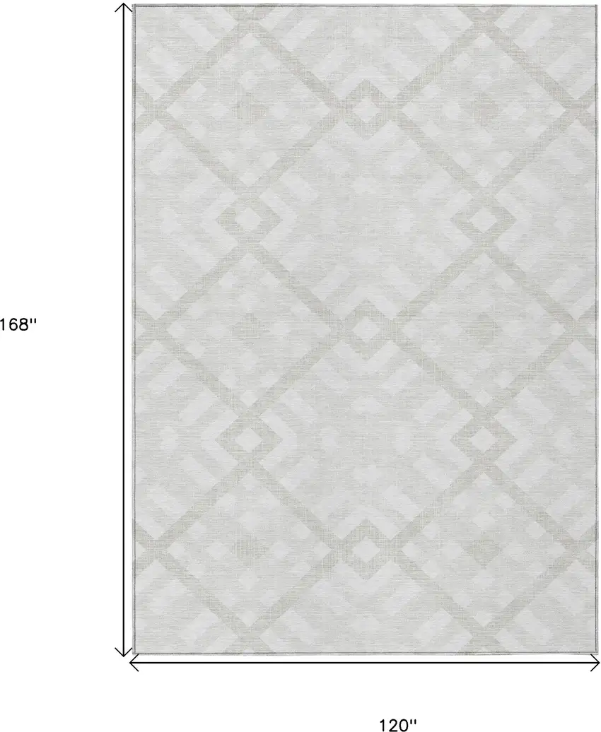 Ivory Beige And Tan Geometric Washable Indoor Outdoor Area Rug Photo 3