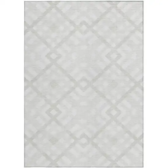 Ivory Beige And Tan Geometric Washable Indoor Outdoor Area Rug Photo 5