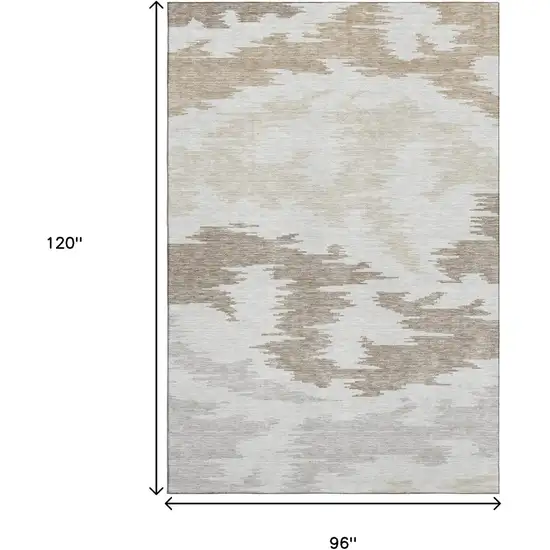 Ivory Beige And Taupe Abstract Washable Area Rug With UV Protection Photo 9