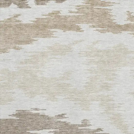 Ivory Beige And Taupe Abstract Washable Area Rug With UV Protection Photo 3