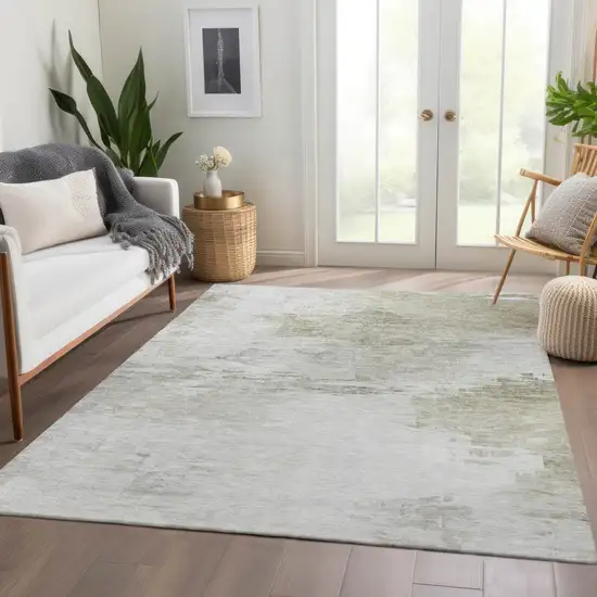 Ivory Beige And Taupe Abstract Washable Indoor Outdoor Area Rug Photo 7