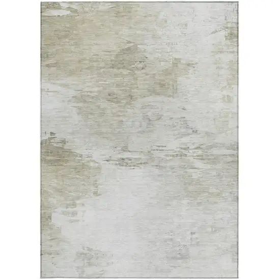 Ivory Beige And Taupe Abstract Washable Indoor Outdoor Area Rug Photo 5