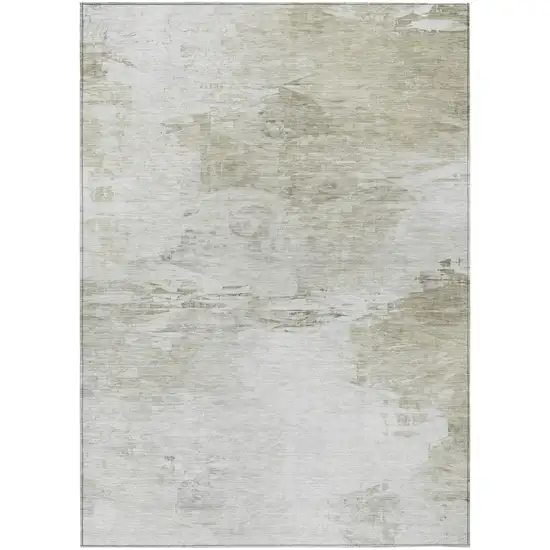 Ivory Beige And Taupe Abstract Washable Indoor Outdoor Area Rug Photo 2