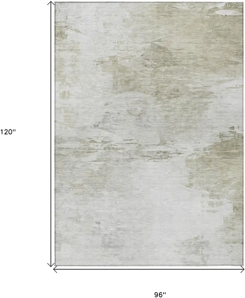 Ivory Beige And Taupe Abstract Washable Indoor Outdoor Area Rug Photo 3