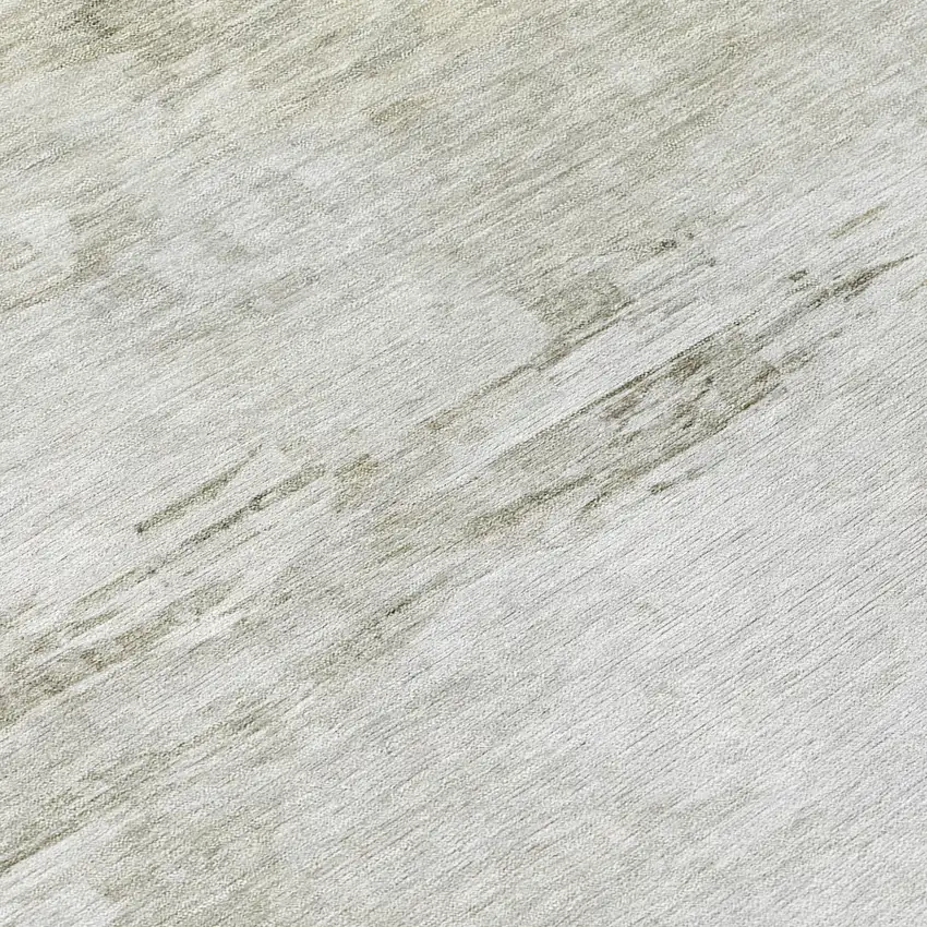 Ivory Beige And Taupe Abstract Washable Indoor Outdoor Area Rug Photo 6