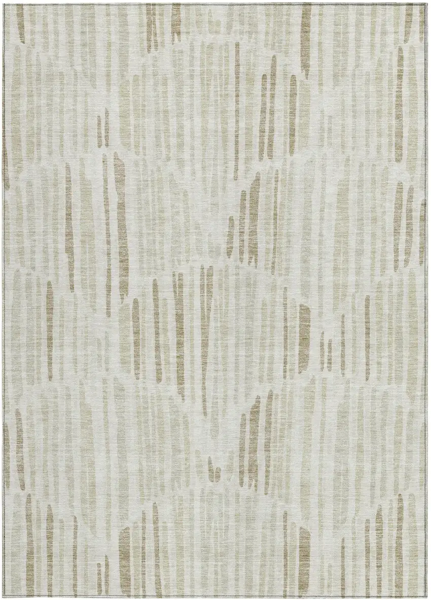 Ivory Beige And Taupe Abstract Washable Indoor Outdoor Area Rug Photo 6