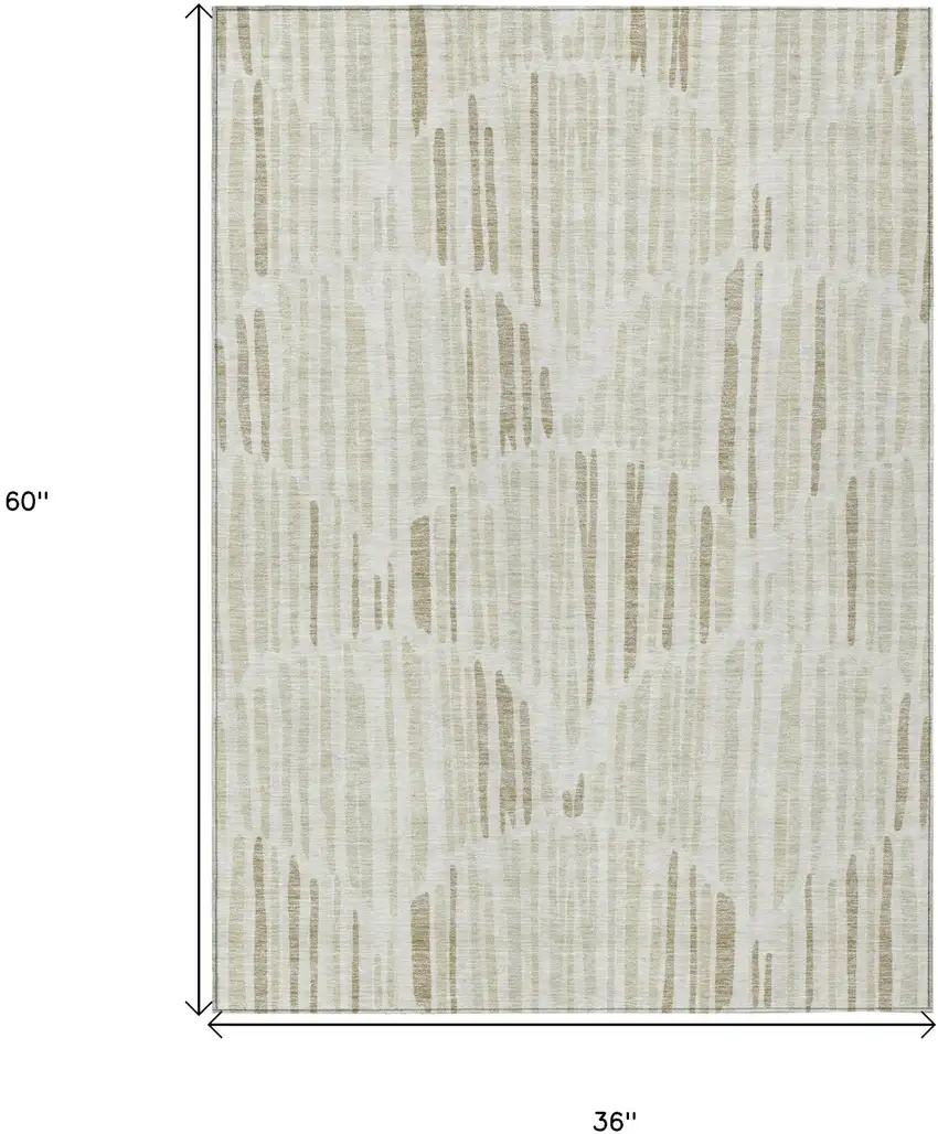 Ivory Beige And Taupe Abstract Washable Indoor Outdoor Area Rug Photo 3