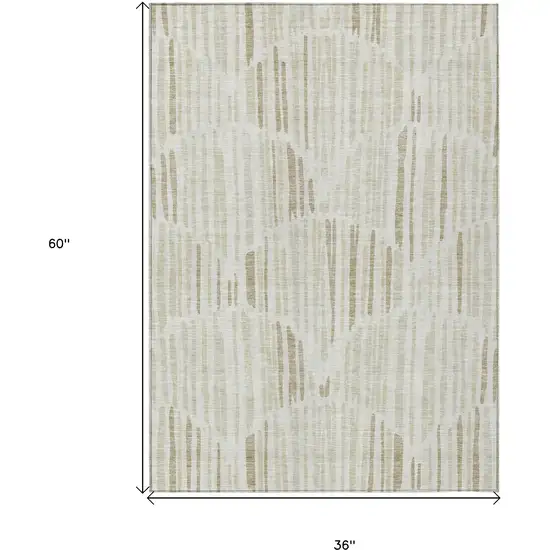 Ivory Beige And Taupe Abstract Washable Indoor Outdoor Area Rug Photo 3