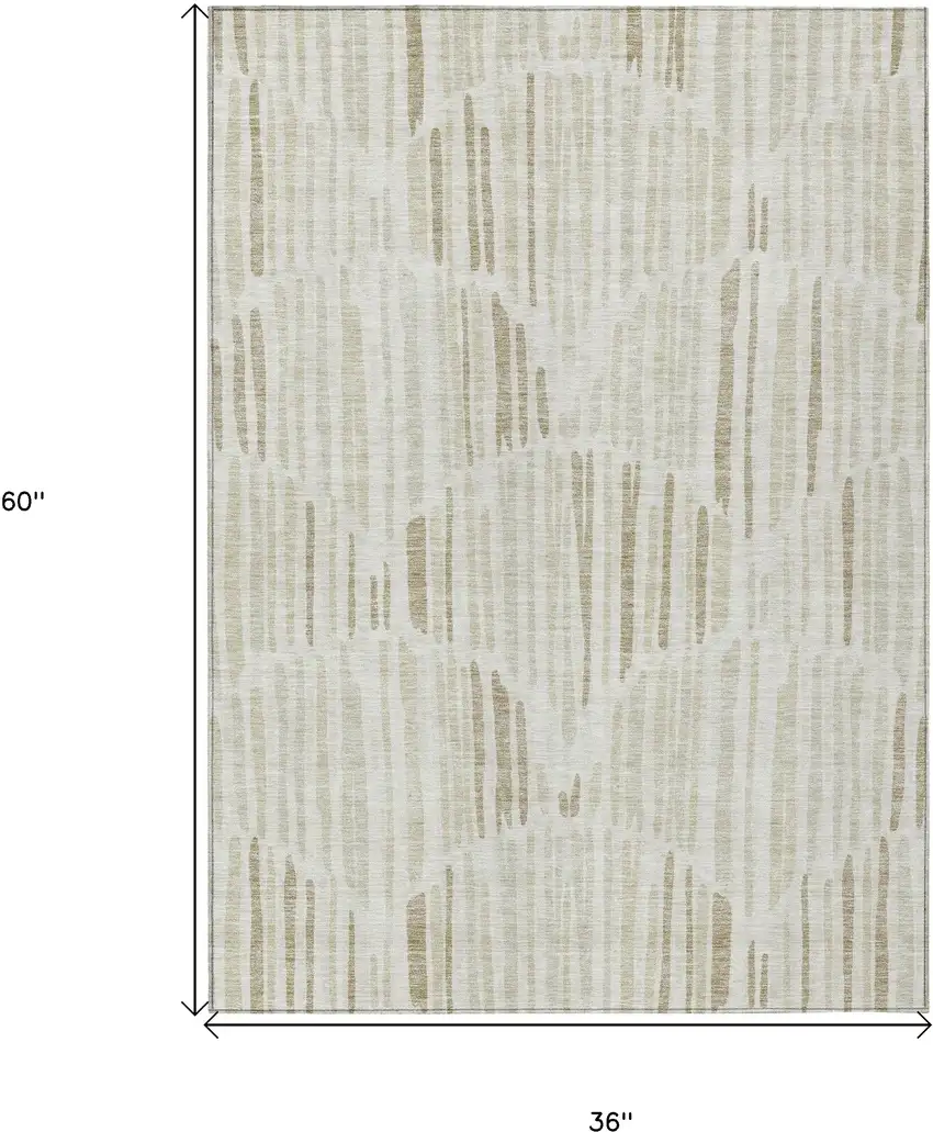 Ivory Beige And Taupe Abstract Washable Indoor Outdoor Area Rug Photo 3