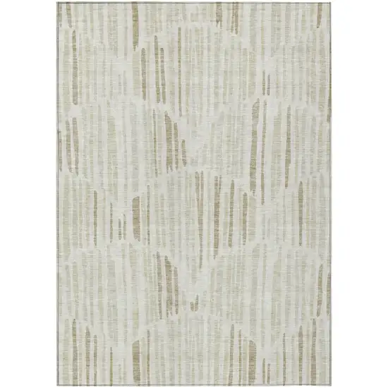 Ivory Beige And Taupe Abstract Washable Indoor Outdoor Area Rug Photo 1