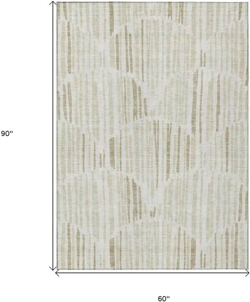 Ivory Beige And Taupe Abstract Washable Indoor Outdoor Area Rug Photo 3