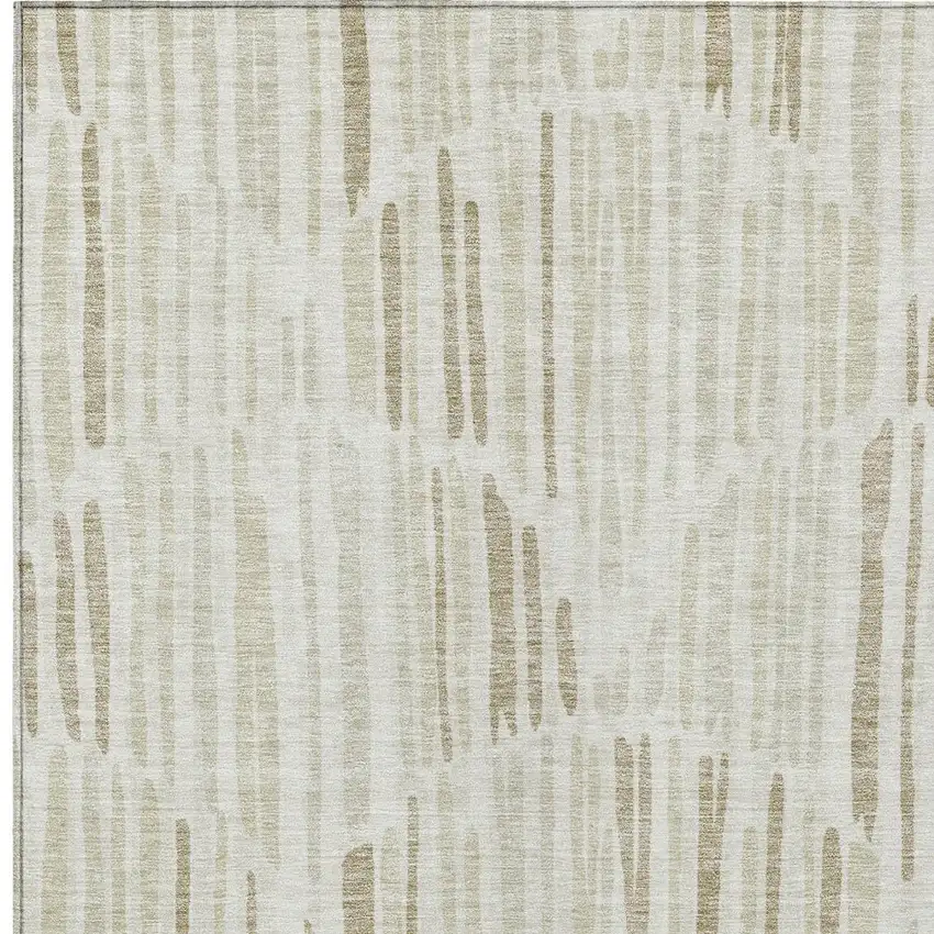 Ivory Beige And Taupe Abstract Washable Indoor Outdoor Area Rug Photo 4
