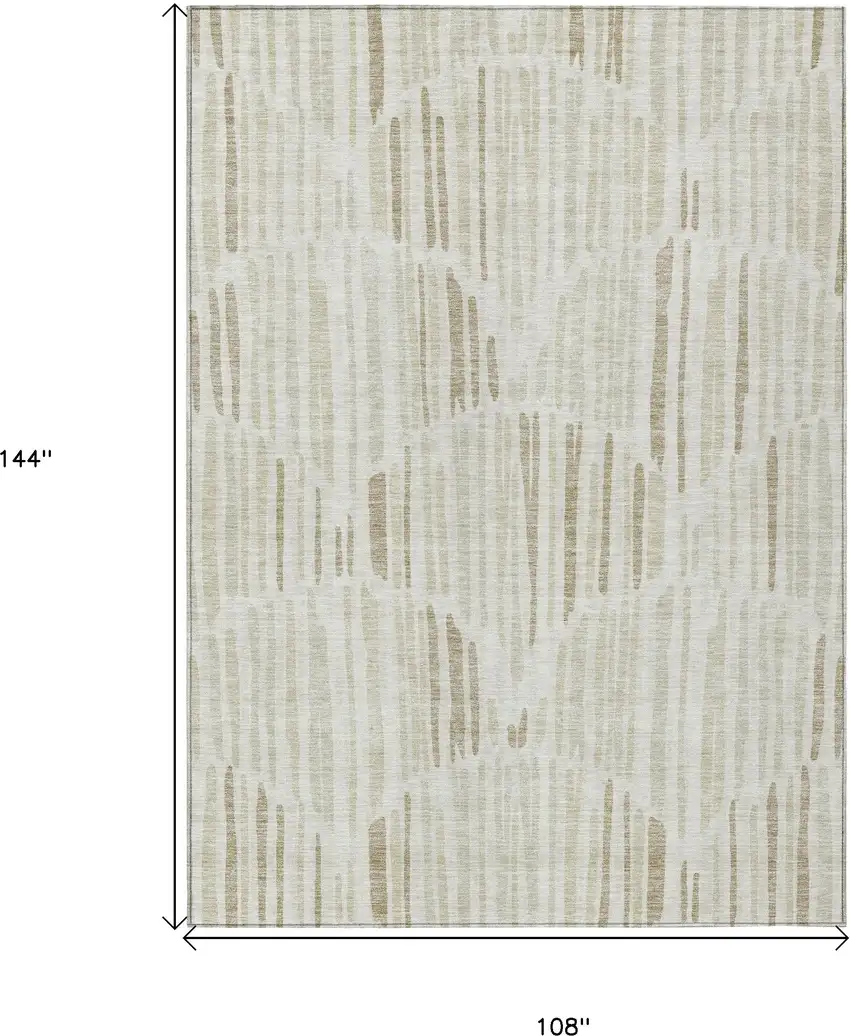 Ivory Beige And Taupe Abstract Washable Indoor Outdoor Area Rug Photo 3
