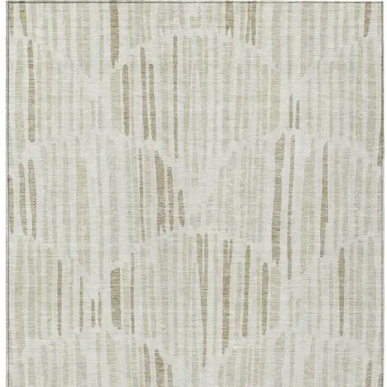 Ivory Beige And Taupe Abstract Washable Indoor Outdoor Area Rug Photo 5