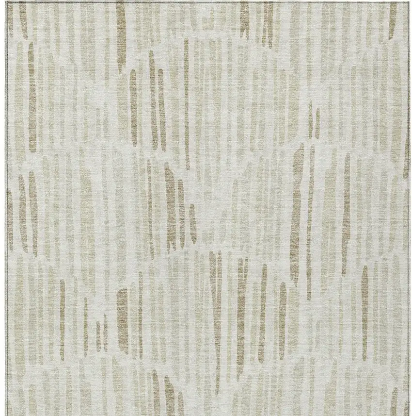 Ivory Beige And Taupe Abstract Washable Indoor Outdoor Area Rug Photo 5