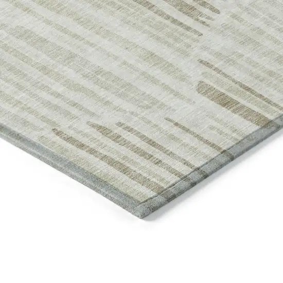 Ivory Beige And Taupe Abstract Washable Indoor Outdoor Area Rug Photo 3