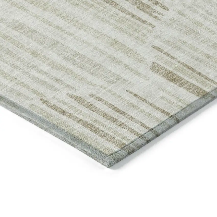 Ivory Beige And Taupe Abstract Washable Indoor Outdoor Area Rug Photo 3