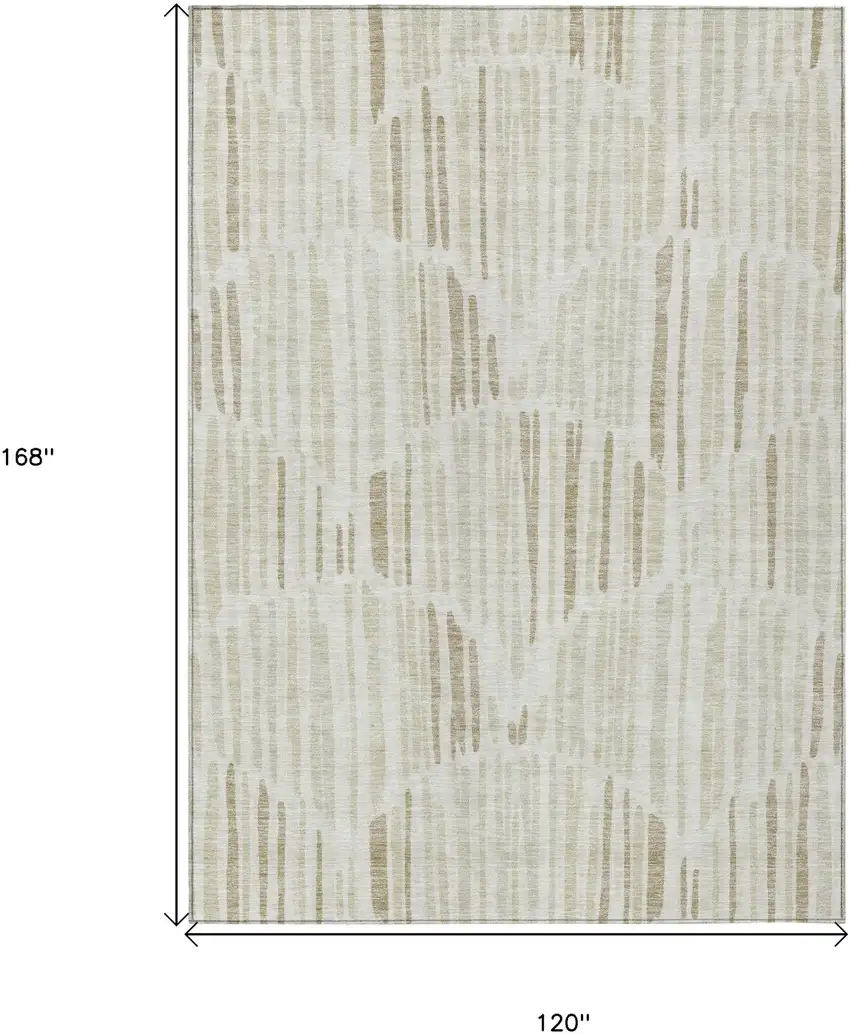 Ivory Beige And Taupe Abstract Washable Indoor Outdoor Area Rug Photo 3