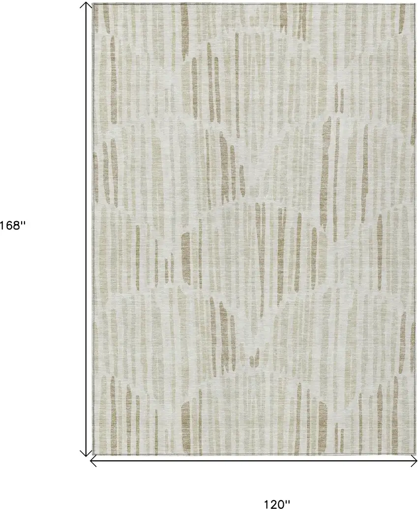 Ivory Beige And Taupe Abstract Washable Indoor Outdoor Area Rug Photo 3