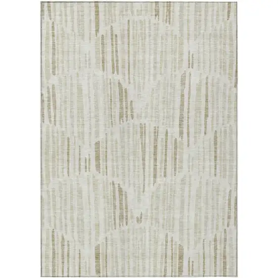 Ivory Beige And Taupe Abstract Washable Indoor Outdoor Area Rug Photo 1