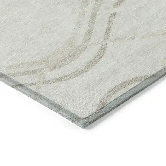 Ivory Beige And Taupe Abstract Washable Indoor Outdoor Area Rug Photo 3