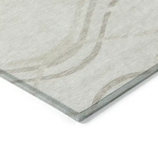 Ivory Beige And Taupe Abstract Washable Indoor Outdoor Area Rug Photo 3