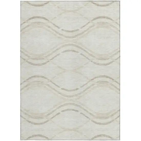 Ivory Beige And Taupe Abstract Washable Indoor Outdoor Area Rug Photo 5