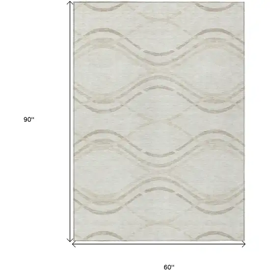 Ivory Beige And Taupe Abstract Washable Indoor Outdoor Area Rug Photo 7