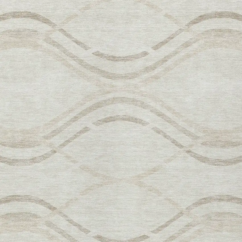 Ivory Beige And Taupe Abstract Washable Indoor Outdoor Area Rug Photo 4