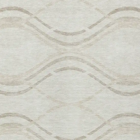 Ivory Beige And Taupe Abstract Washable Indoor Outdoor Area Rug Photo 4