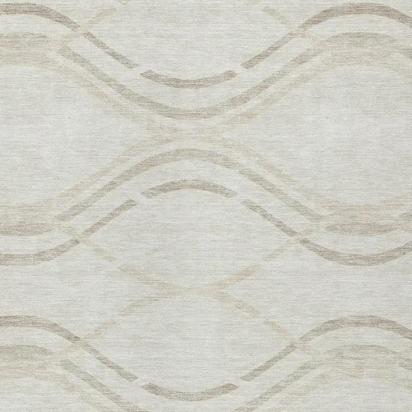 Ivory Beige And Taupe Abstract Washable Indoor Outdoor Area Rug Photo 4