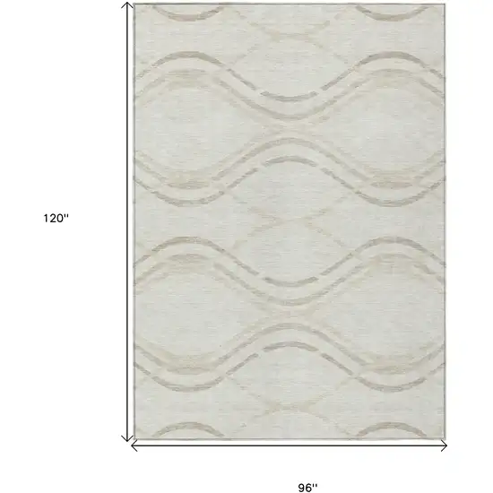 Ivory Beige And Taupe Abstract Washable Indoor Outdoor Area Rug Photo 7