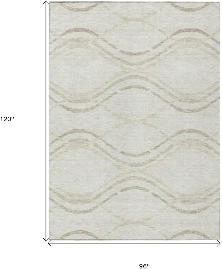 Ivory Beige And Taupe Abstract Washable Indoor Outdoor Area Rug Photo 7