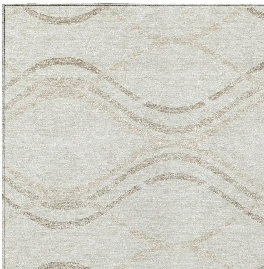 Ivory Beige And Taupe Abstract Washable Indoor Outdoor Area Rug Photo 4
