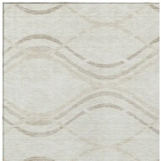 Ivory Beige And Taupe Abstract Washable Indoor Outdoor Area Rug Photo 4