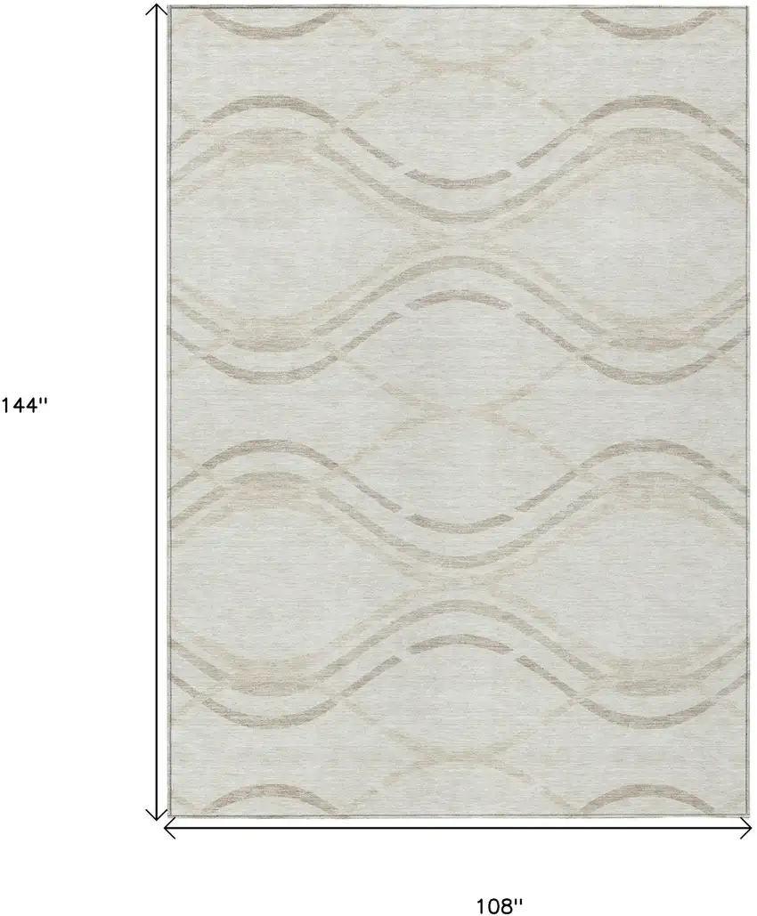 Ivory Beige And Taupe Abstract Washable Indoor Outdoor Area Rug Photo 7