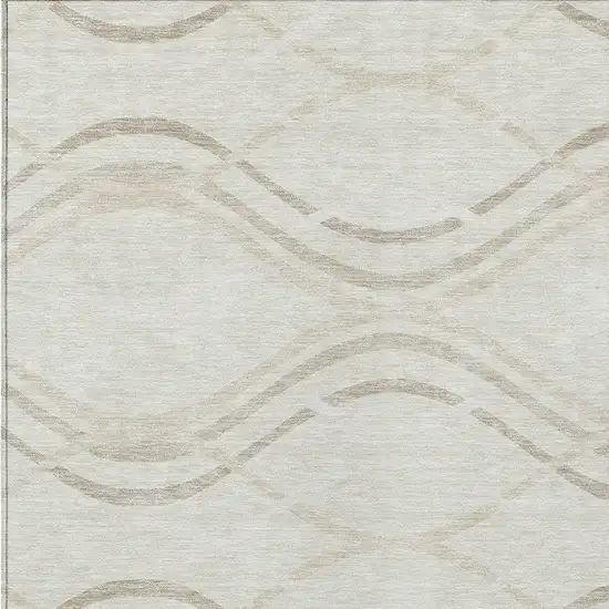 Ivory Beige And Taupe Abstract Washable Indoor Outdoor Area Rug Photo 5