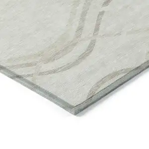 Photo of Ivory Beige And Taupe Abstract Washable Indoor Outdoor Area Rug