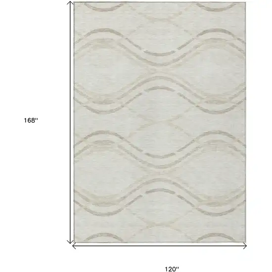 Ivory Beige And Taupe Abstract Washable Indoor Outdoor Area Rug Photo 7
