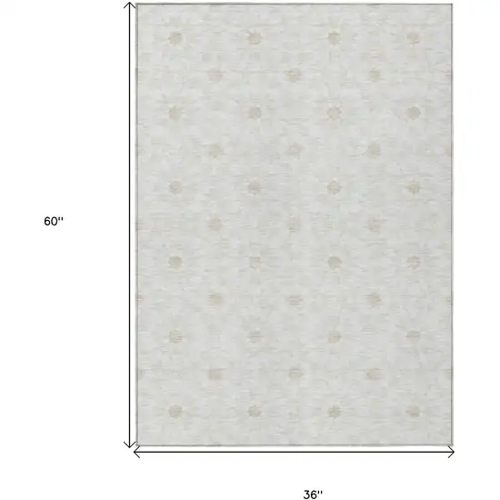 Ivory Beige And Taupe Floral Medallion Washable Indoor Outdoor Area Rug Photo 7