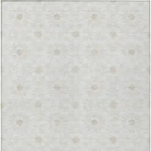 Photo of Ivory Beige And Taupe Floral Medallion Washable Indoor Outdoor Area Rug