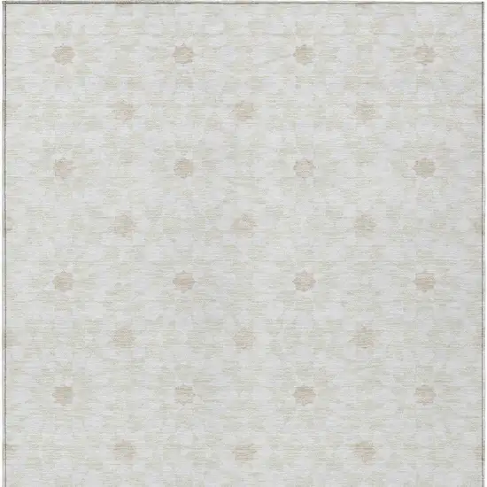 Ivory Beige And Taupe Floral Medallion Washable Indoor Outdoor Area Rug Photo 4