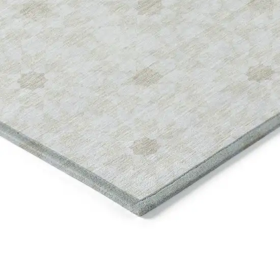 Ivory Beige And Taupe Floral Medallion Washable Indoor Outdoor Area Rug Photo 4